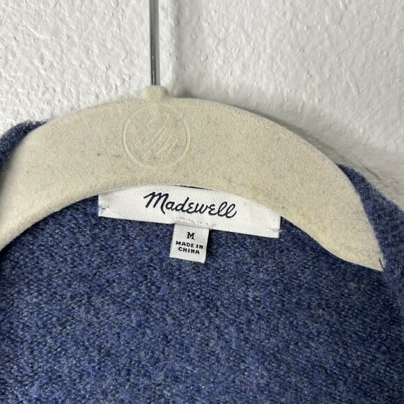 Madewell Kent Cardigan Womens Medium Blue Coziest Yarn Longline Open Front - Picture 6 of 9